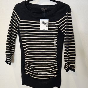 NWT Metaphor Black and Tan Stripe Sweater M